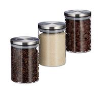Relaxdays Envases de 600 ml para alimentos plata,transparente