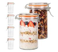Relaxdays tarros de cristal, set 6 x 500 ml, tapa con cierre, transparentes | Para conservas y despensa