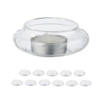Relaxdays Teelichthalter schwimmend 12er Set Pack 12 Portavelas Flotantes, Soportes Velitas de Té, 3,5 x 8 cm, Decoración Estanque y Piscina, Transparente, 5 cm
