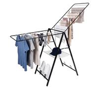 Relaxdays Tendedero, abatible, (Al x An x Fon) 104,5 x 171 x 58 cm, Negro | 2 alas ajustables, de metal, tendedero