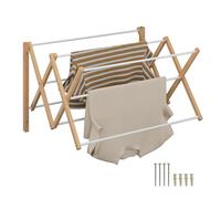 Relaxdays Tendedero de Pared Extensible, (Alto x Ancho x Fondo): 45 x 71,5 x 59 cm, bambú y Metal, Natural/Blanco