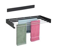 Relaxdays Tendedero plegable de pared negro,plata