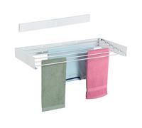 Relaxdays Tendedero plegable de pared blanco,plata
