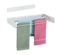 Relaxdays Tendedero plegable de pared blanco,plata