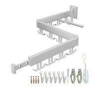 Relaxdays tendedero de Pared, Plegable y rotatorio, 12 x 127 x 26 cm, secador de Ropa Compacto, Blanco