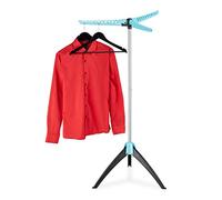 Relaxdays Tendedero de Ropa Plegable, para Perchas, Tipo Araña, 3 Brazos, ABS y Hierro, 128 x 56,5 cm, Plateado-Turquesa