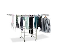 Relaxdays Tendedero XXL con ruedas para la ropa azul oscuro,negro,plata