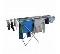Relaxdays Tendedero Extensible, abatible, de Metal, Gris | 18 m de longitud de secado, secadora de pie (Al x An x Fon) 96 x 108-177 x 55 cm
