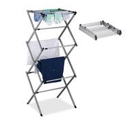 Relaxdays Tendedero plegable extensible negro,plata