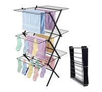 Relaxdays Tendedero plegable 3 niveles negro
