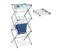 Relaxdays Tendedero Vertical Plegable, Extensible, 11 Barras, 6 Niveles, Secador Ropa, Metal, 1 Ud., 106x38 cm, Gris