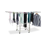 Relaxdays Tendedero XXL con ruedas para la ropa azul oscuro,negro,plata