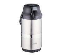 Relaxdays Termo para Café con Dispensador de 2,2 L, Tapa con Bomba y Pulsador, Oficina, Gastronomía, Plateado y Negro