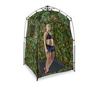 Relaxdays Tienda Cambiador Camping, Cabina Ducha Portátil, Plegable, Repelente al Agua, 228x140x140 cm, Pop-Up, Verde, Poliéster