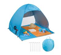 Relaxdays Tienda de playa pop up para 2 personas blanco,azul claro,negro