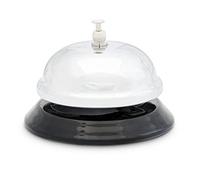Relaxdays Timbre de Mesa Timbre para recepción de Hotel Negro y Plateado Ø 8,5 cm Cromado