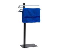 Relaxdays Toallero con 2 Brazos, Forma de U, Acero Cromado, de Pie, 85 x 40 x 20 cm, 2,8 Kg, Baño, Color Antracita