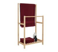 Relaxdays Toallero de bambú, 2 Barras, con Estante, HBT: 77,5 x 42 x 24 cm, Independiente, toallero para baño, Natural