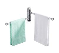 Relaxdays Toallero de Pared, 2 Brazos giratorios, Plateado | Al x An x Fon 14 x 32,5 x 3 cm, acero inoxidable, baño