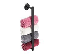 Relaxdays Toallero de Pared Adhesivo de Acero Inoxidable, Accesorio Portatoallas sin Perforar, 5,5x40,5x7 cm, Negro