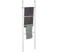 Relaxdays, toallero de pared, madera y metal, con 4 barras, para toallas y ropa, diseño para colgar, dimensiones: 172,5 x 53 x 6 cm, color blanco