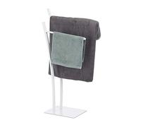 Relaxdays Toallero de Pie 2 Brazos, Acero, Blanco, 88 x 43 x 24 cm | Toallero de pie rectangular, toallero de baño (Al x An x Fon) 88 x 43 x 24 cm