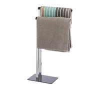 Relaxdays Toallero de Pie 2 Brazos, Acero, Plateado-Gris Antracita, 82 x 46 x 20 cm