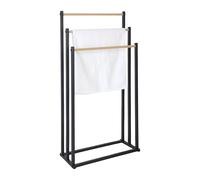Relaxdays Toallero de pie metálico con 3 barras marrón claro,negro