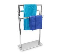 Relaxdays, Toallero de Pie Acero Inoxidable, Curvado, 3 Barras, 86 x 50 x 20 cm, Soporte para Toallas, Baño, Plateado