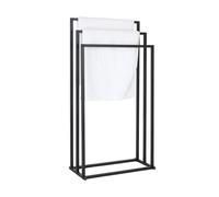 Relaxdays Toallero de pie, Alto x Ancho x Fondo: 84 x 44 x 21,5 cm, Metal, 3 Barras, baño, Negro