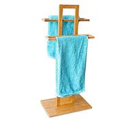Relaxdays Toallero de Pie Bambú, Soporte para Toallas 37 x 25 x 85 cm, Estante para Baño, Portatoallas, Color Natural