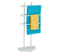 Relaxdays Toallero de Pie con 3 Barras, Metal, 83 x 39 x 18 cm, Soporte para Colgar Ropa, Portatoallas de Baño, Blanco
