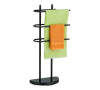Relaxdays Toallero de Pie con 3 Barras, Metal, 83 x 39 x 18 cm, Soporte para Colgar Ropa, Portatoallas de Baño, Negro