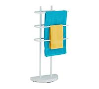 Relaxdays Toallero de pie con 3 barras blanco blanco