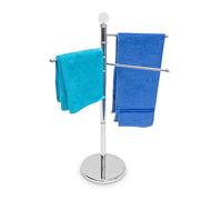 Relaxdays Toallero de pie acero 3 brazos plata