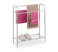Relaxdays Toallero de pie con balda hecho de acero plata