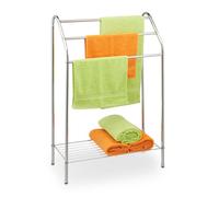 Relaxdays Toallero de pie con balda y 3 barras plata