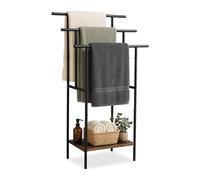 Relaxdays Toallero con balda marrón oscuro,negro