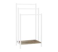 Relaxdays toallero de pie con repisa, Efecto Madera, 3 Barras, 81x43x28 cm, Natural/Blanco