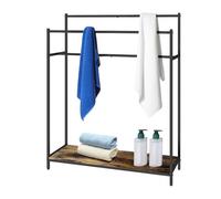 Toallero Relaxdays con repisa, HBT: 100x82x29 cm, Industrial, 3 Barras, de pie, marrón/Negro
