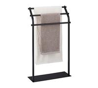 Relaxdays Toallero de pie metal 3 brazos negro negro
