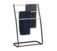 Relaxdays Toallero de pie de metal marrón claro,negro