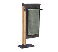 Relaxdays Toallero de Pie, Soporte Toallas Bambú, 2 Brazos, Tendedero Baño Madera, 83,5 x 51,5 x 20 cm, Marrón Natural
