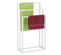 Relaxdays Toallero de pie blanco con 3 barras blanco