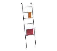 Relaxdays Toallero Escalera, 6 Barras, Soporte Toallas y Ropa, 171x45,5x10 cm, Metal, Portatoallas, para Baño, Negro