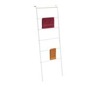 Relaxdays Toallero Escalera, 6 Barras, Toallas y Ropa, 160,5x55,5x10 cm, Metal, Portatoallas Industrial, Baño, Blanco