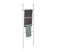 Relaxdays Toallero escalera acero y madera blanco blanco,marrón claro