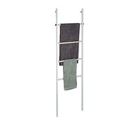 Relaxdays Toallero Escalera de Acero y Madera, 4 Barras, Toallas y Ropa, para Apoyar en la Pared, 172,5x53x6 cm, Blanco