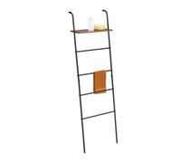 Relaxdays Toallero escalera industrial con repisa marrón,negro
