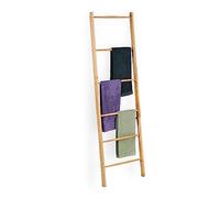 Relaxdays Toallero escalera de madera con 6 barras marrón claro